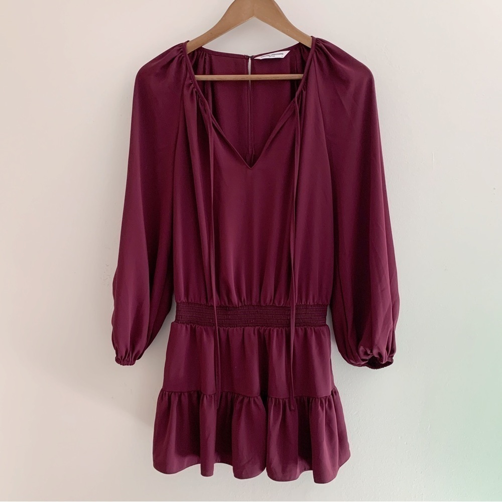 Amanda Uprichard Burgundy Smocked Romper Dress Small